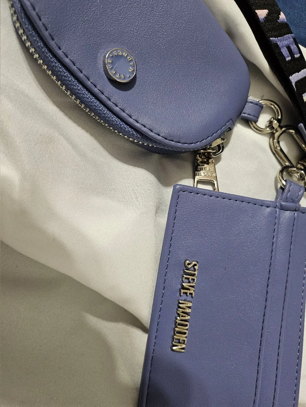 Steve Madden Lavender Cardholder & Mini Pouch Keychain Set